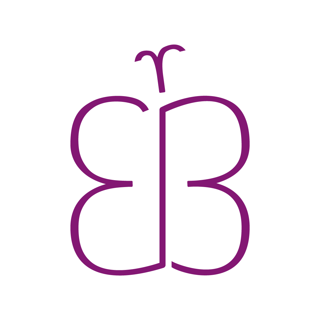 Eloise Baker's logo, the letters EB making the shape of a butterfly
