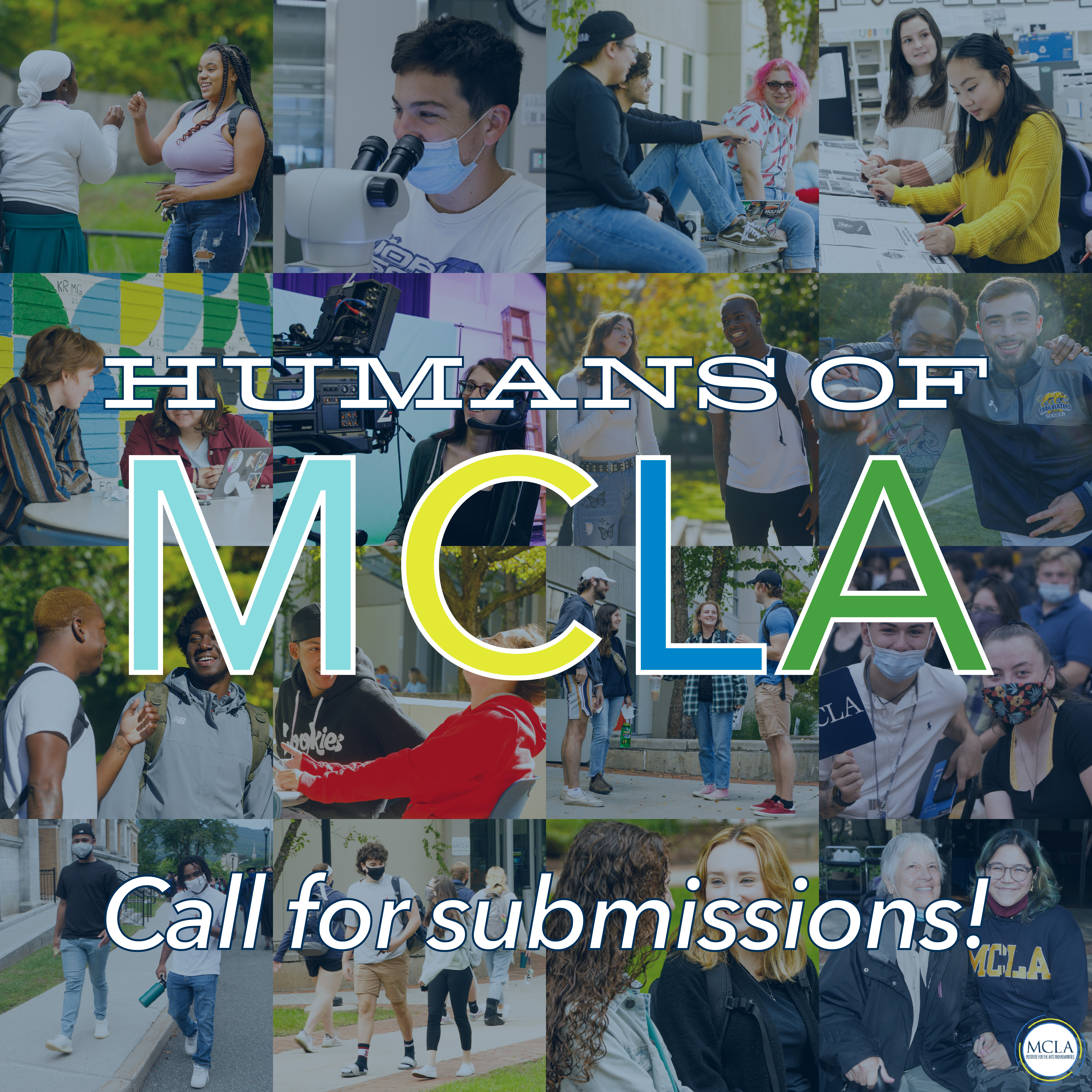Square graphic reading Humans of MCLA - Call for submissions!
