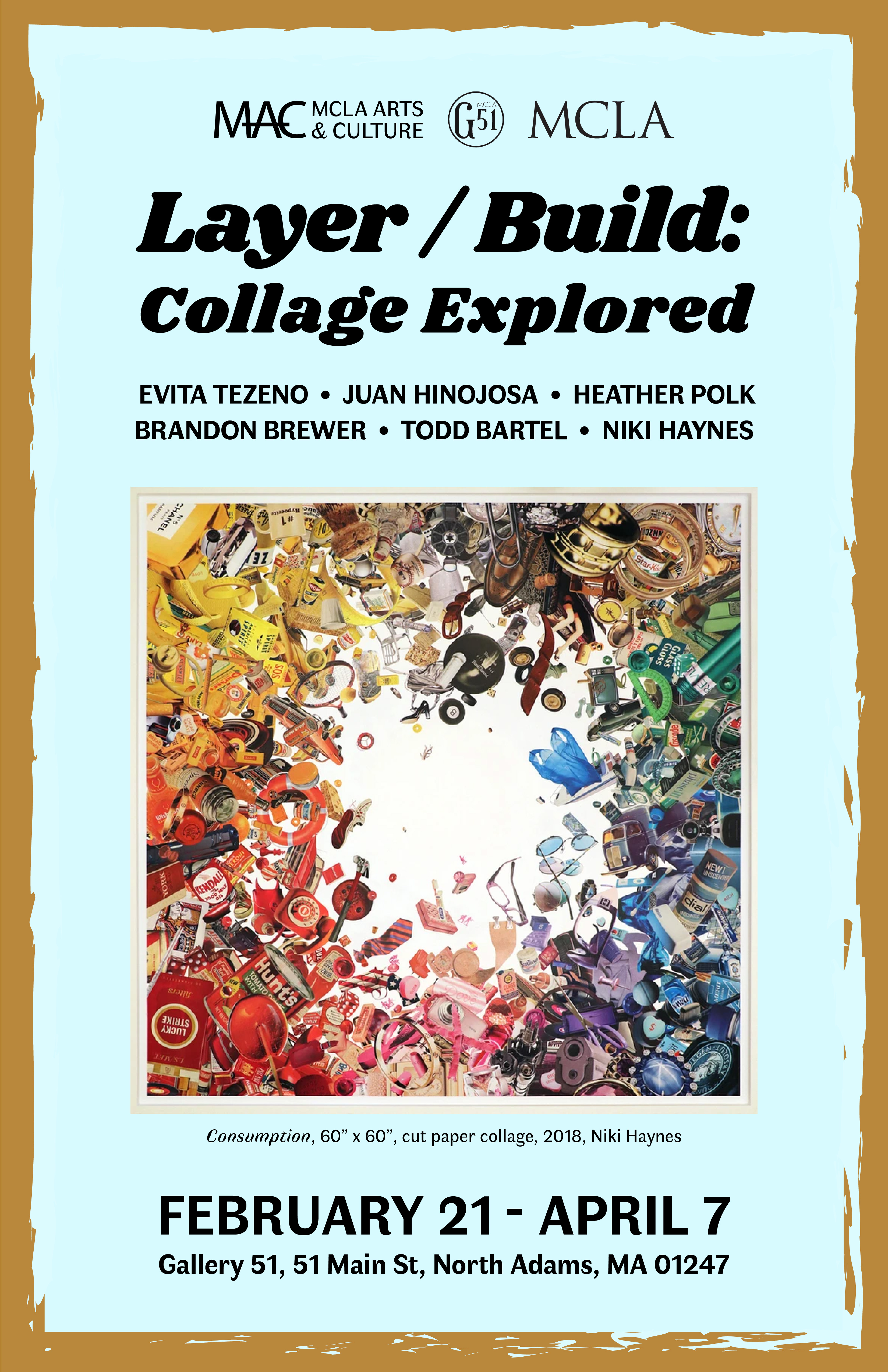 Poster for the exhibition Layer/Build: Collage Explored