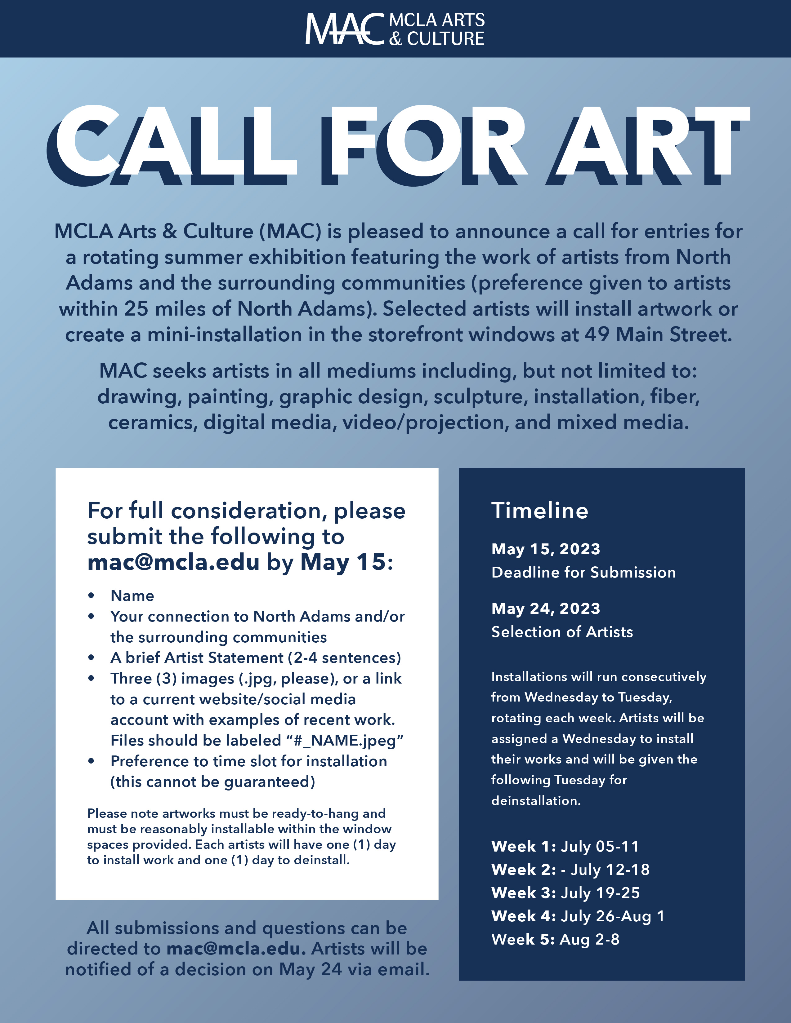 MAC Call for Art handout