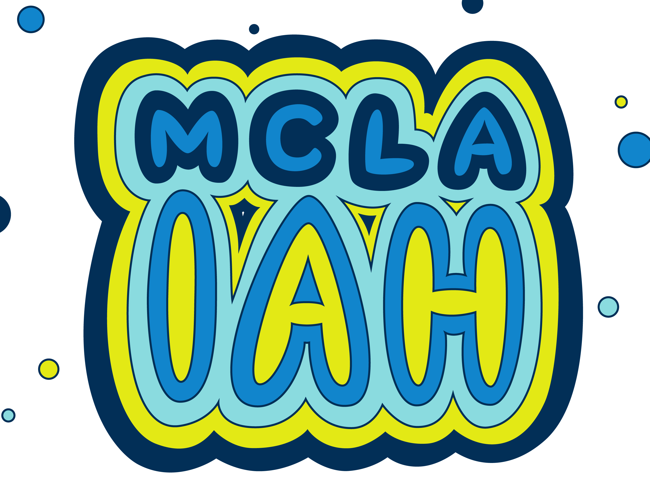 MCLA IAH written in bubble letters in the official MCLA color scheme