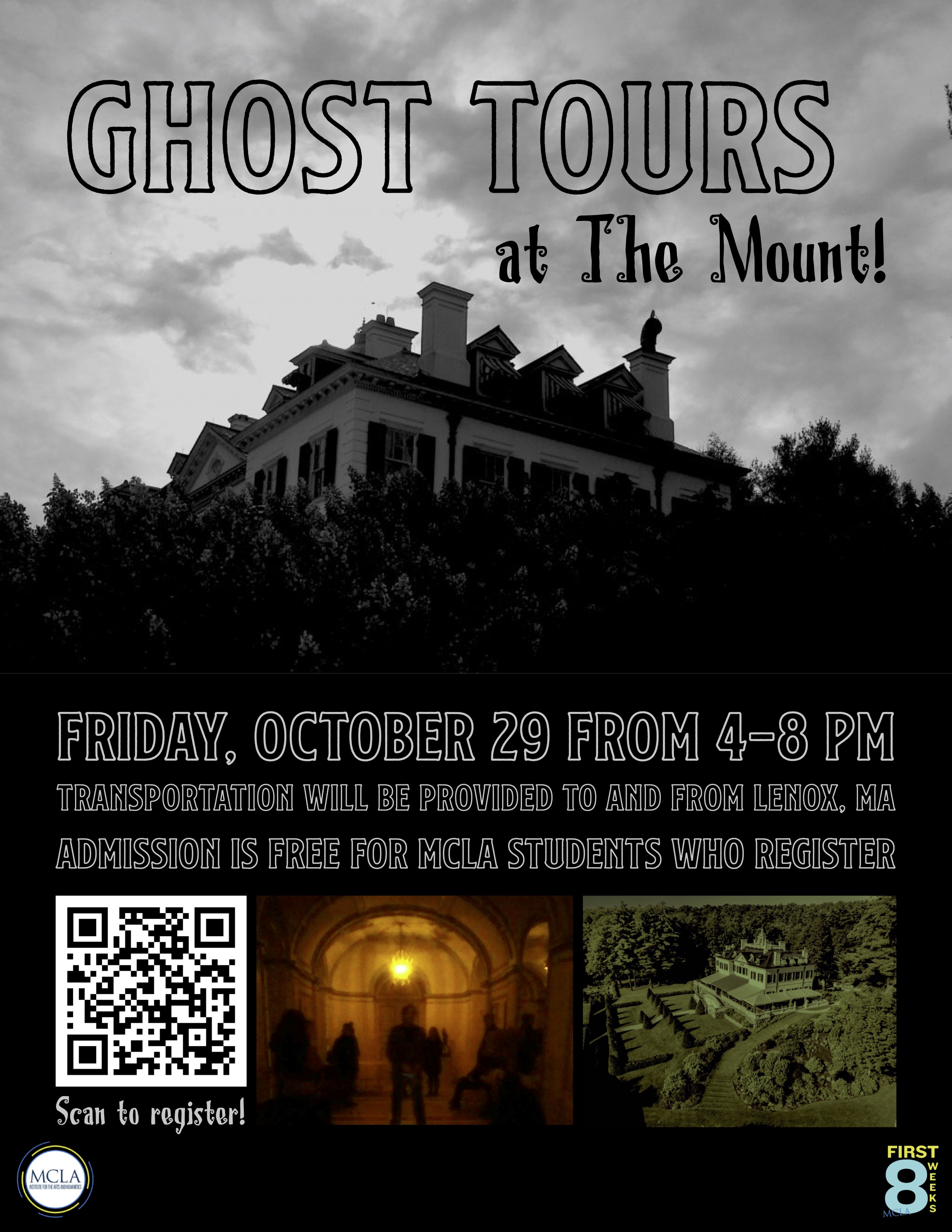Poster advertising ghost tours at the Mount